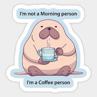 Walrus drinking coffee Sticker